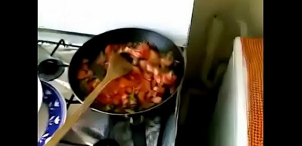  Desi bhabhi sucking while cooking